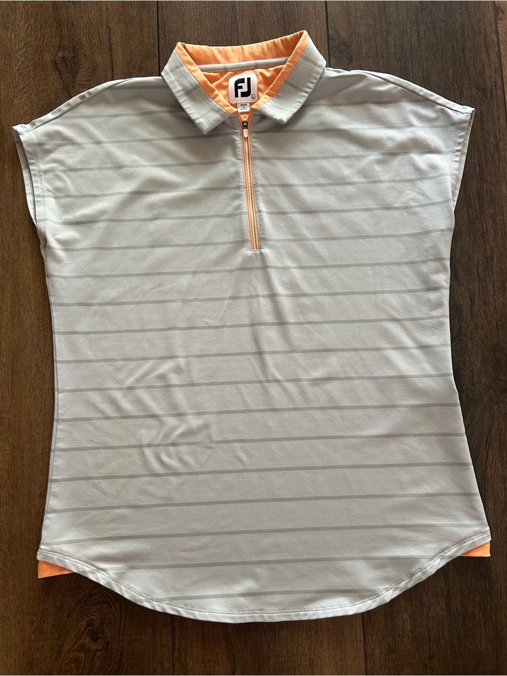 FJ FootJoy ProDry 1/4 Zip Stripe Cap Sleeve Golf Polo Shirt Large